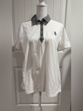 Lauren Ralph Lauren Active Women's Gingham Collar Short Sleeve Polo Size XL
